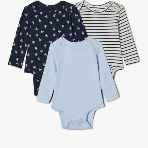 Amazon Essentials x Sofia Grainge Unisex Babies' Long Sleeve Crew Neck Bodysuit, Pack of 3