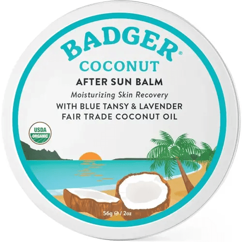 Badger Coconut After Sun Balm with Organic Cocoa Butter & Shea Butter, Rescue Balm, Soothing & Cooling Balm for Tight Dry Skin After Sun Exposure, 2 oz