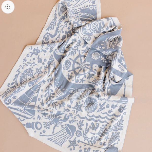 Organic Cotton Blanket Nautical Baby Shower Gift – The Blueberry Hill