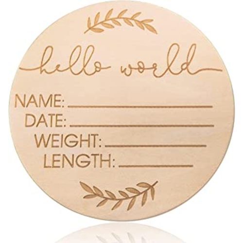 Wooden Baby Name Announcement Sign, Birth Announcement Sign, Hello World Newborn Sign for Photo Prop Baby Shower Nursery Gift