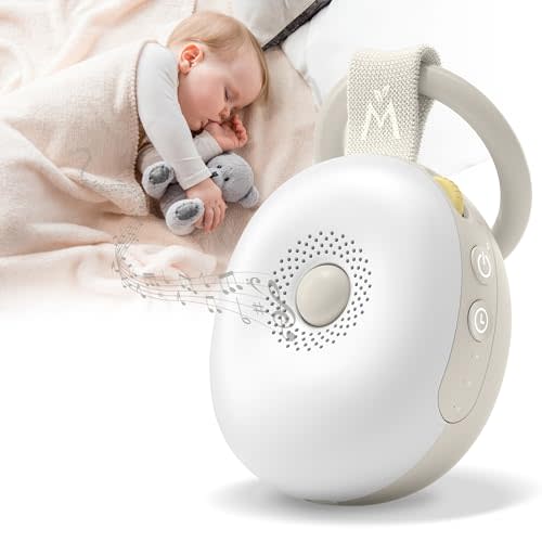Mavogel White Noise Machine - Portable Sound Machine for Baby & Kids Sleep, Ergonomic White Noise Machine with 10 Sounds, Rechargeable Sound Machine with Lights, Memory, Timer Function, Registry Gift