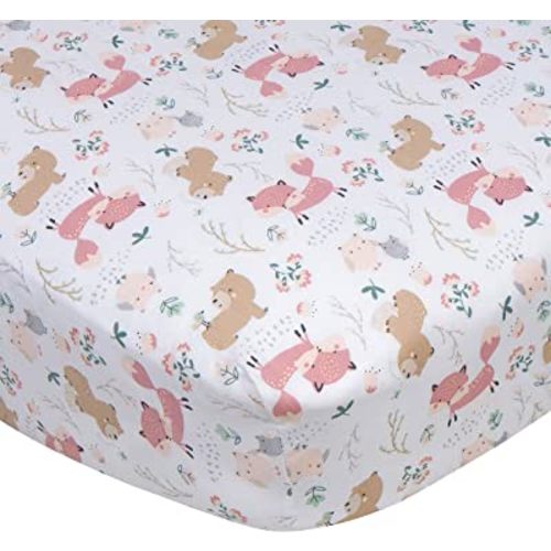 Gerber Baby Boys Girls Neutral Newborn Infant Baby Toddler Nursery 100% Cotton Fitted Bedding Crib Sheet, Woodland Critters White, 28" x 52"
