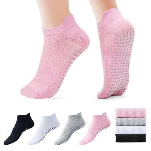 Pilates Socks Grip for Women Non-Slip Grippy Yoga Socks Ankle for Barre, Ballet, Barefoot Training & Hospital Use