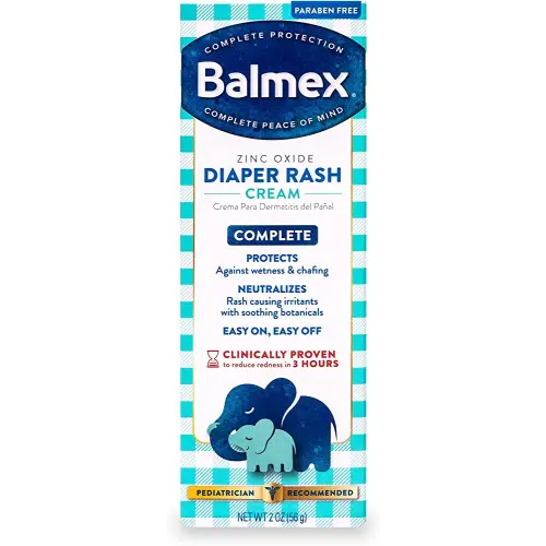 Balmex Complete Protection Baby Diaper Rash Cream with Zinc Oxide + Soothing Botanicals, 2 Ounce