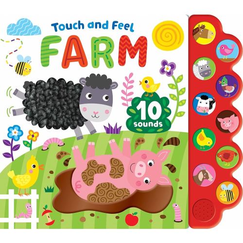 Touch and Feel – Farm Sounds – 10 Button Board Book Perfect for Toddlers and Preschoolers, Ages 2 and Up
