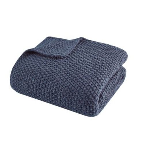 50"x60" Bree Knit Throw Blanket Indigo: Ink+Ivy Acrylic, Machine Washable, All Ages