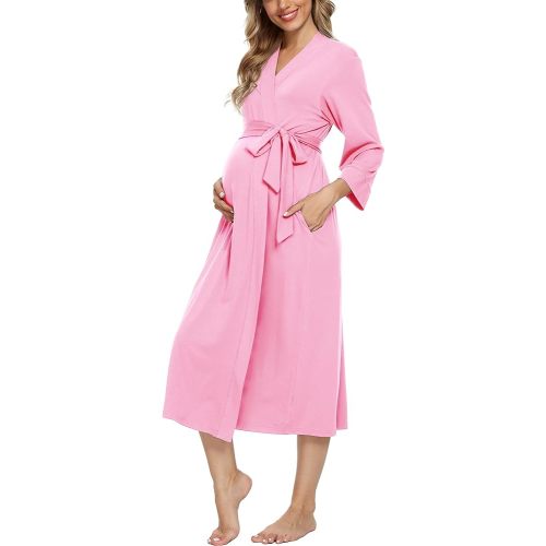 Xpenyo Women's Maternity Sleepwear,Labor/Delivery/Nursing/Hospital Nightgown Kimono Robes Long Pregnancy Loungewear