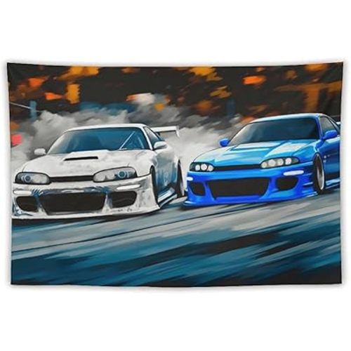 josnmre S13 S15 Drift Car Jdm Tapestry Wall Hanging for Bedroom Aesthetic Art Home Decor Dorm Classroom Living Room Tapestries 40"x60"