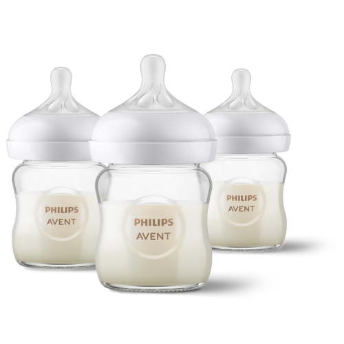 Philips Avent Glass Natural Baby Bottle with Natural Response Nipple, 4oz, 3pk, SCY910/03