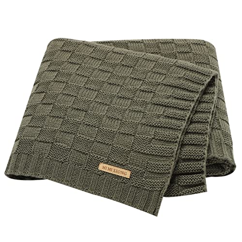LAWKUL Baby Blankets Cable Babe Blanket Checkered Soft Cuddle Newborn Infants Receiving Swaddle Boys Girls Dark Green 40"x30"