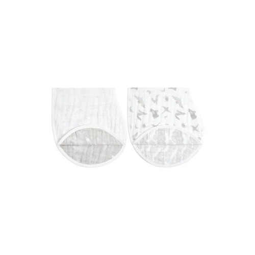 aden + anais 2-Pack Organic Cotton Burpy Bibs, Map The Stars Grey