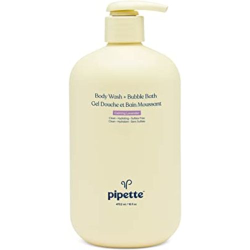Pipette Bubble Bath + Body Wash - Nourishing and Skin Softening Tear Free Bubbles Fun, Suitable for Sensitive Skin, Calming Lavender Scented, 16 fl oz