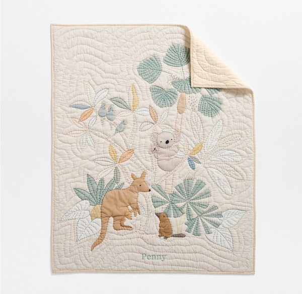 Down Under 100% Organic Cotton Baby Crib Quilt