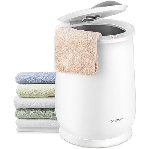 COSTWAY Bucket Style Towel Warmer, Large Towel Warmer with Flip-top Lid, Auto Shut Off, Ideal for 2 Oversized 45” x 70” Towels, Bathrobes, Portable Towel Warmer for Bathroom, Pool, Spa