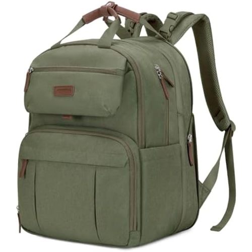 mommore Diaper Bag Backpack, Large Diaper Bag Expandable for 2 Kids/Twins, Durable Baby Bag with Changing Pad, Water Resistant Travel Diaper Backpack for Mom Dad