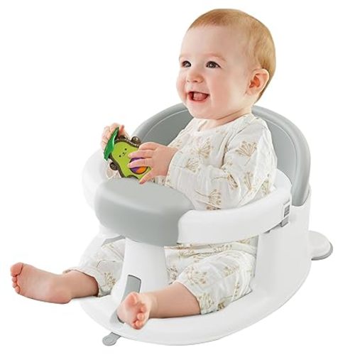 Baby Bath Seats for Babies Sitting Up, Non-Slip Baby Bathtub with 3 Suction Cups, Safe & Comfortable Toddler Bath Seat Ideal for Baby Bath/Shower Support, Stable Design, Grey (6-24 Months)