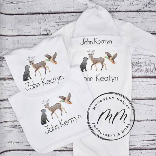 Hunting Themed Baby Gown Personalized Baby Gown Monogrammed - Etsy