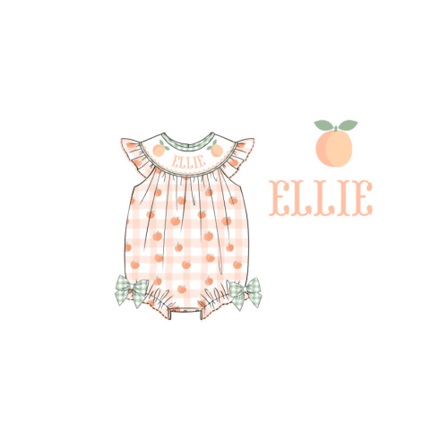 Pre-Order Custom Hand Smocked Peach Plaid Bubble