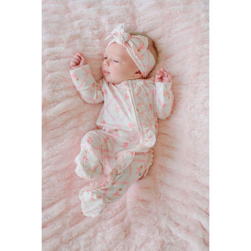 Ruffle Zipper Bamboo Footie in Darling Ballerina | Caden Lane