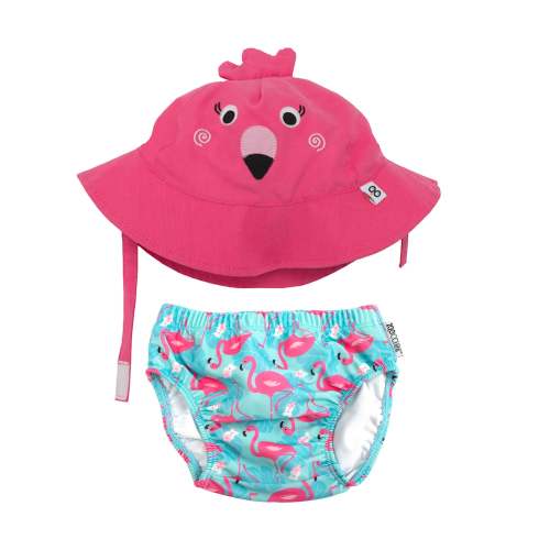 ZOOCCHINI UPF50+ Baby/Toddler Swim Diaper & Sun Hat Set - Franny the Flamingo