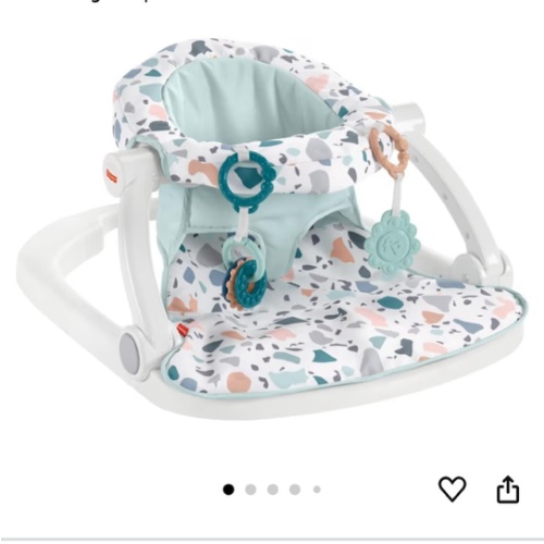 Fisher-Price Portable Baby Chair Sit-Me-Up Floor Seat With Developmental Toys & Machine Washable Seat Pad, Pacific Pebble