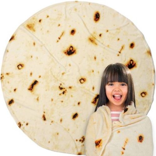 PAVILIA Burritos Tortilla Blanket, Double Sided Realistic Taco Wrap Adult Size, Funny Weird Cool Cute Fun Gag Gifts