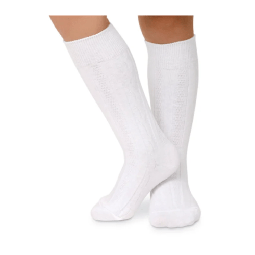 Jefferies Cable Knit Knee Socks - White