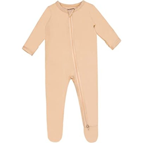 Bamboo Baby Footed Pajamas with Mitten Cuffs , Soft Long Sleeve Romper 0-12 Months
