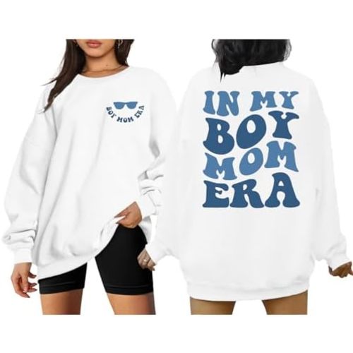In My Boy Mom Era Sweatshirt Women Funny Mama Crewneck Pullover Mama Life Long Sleeve Gift Tops