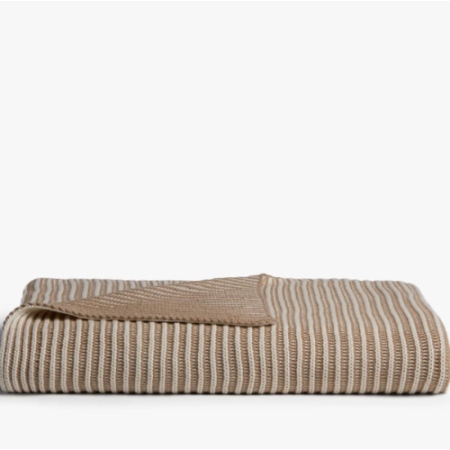 Organic Two Tone Rib Knit Throw (Cream and Flax) – Parachute Home