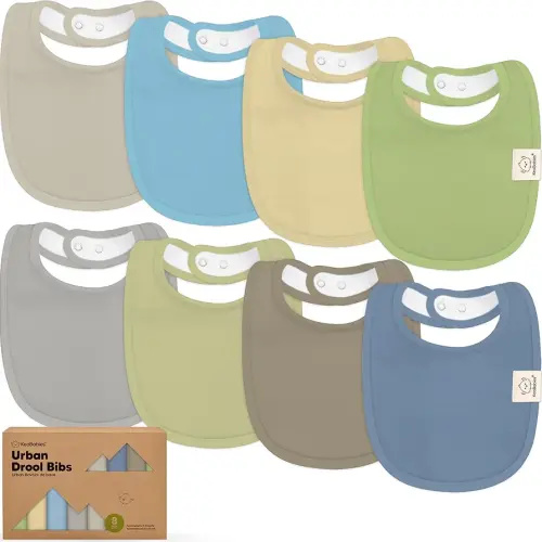 8-Pack Organic Baby Bibs for Boys, Girls - Soft Cotton Drooling and Teething Bibs for Baby Girl & Boy, Extra Absorbent, Easy To Clean & Put On for Toddler, Newborn, Infant 0-24 Months (Icelandic)