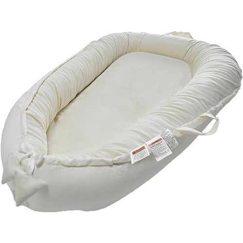 Baby Nest Lounger, Newborn Lounger for 0-24 Months, 100% Cotton Soft Adjustable Infant Lounger Baby Floor Seat for Travel, Co Sleeper for Girls Boys in Bed(White)