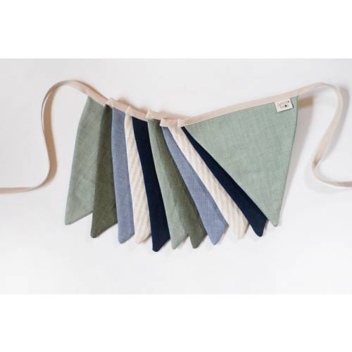 Sage blue fabric bunting banner, Bunting wall decor, Linen string Banner, Nursery Birthday Wedding decoration bunting