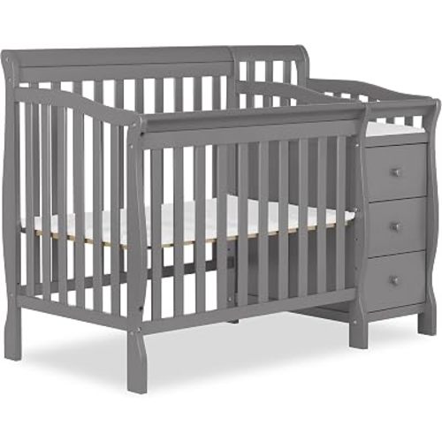 Dream On Me Jayden 4-in-1 Convertible Mini Baby Crib with 3 Drawer Changer