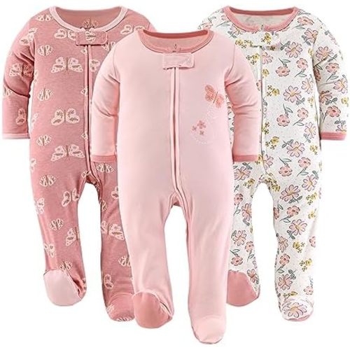 The Peanutshell Baby Girl Sleepers, Sleep and Play Footed Baby Pajamas for Girls, Baby Pjs, Newborn, 0-3, 3-6, 6-9 Months