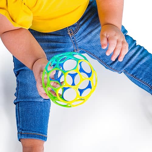 Bright Starts Oball Easy Grasp Classic Ball Infant Toy in Blue/Green, Age Newborn and up, 4 Inches (Pack of 2)