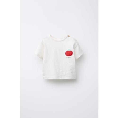 TOMATO PATCH T-SHIRT - Oyster-white | ZARA
