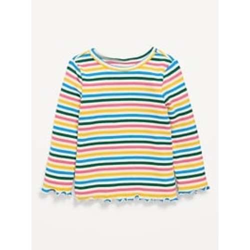 Printed Long-Sleeve Ribbed Top for Toddler Girls | Old Navy