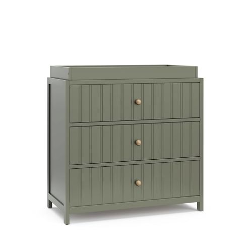 Graco Teddi 3 Drawer Chest with Changing Table Topper (Olive) – GREENGUARD Gold Certified, Interlocking Drawer System, Pre-Installed Drawer Tracks for Easier Assembly