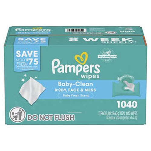 Pampers Baby Clean Wipes with Pop-Top, 13 pk./1040 ct. - Fresh Scent