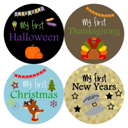 First Holiday Stickers, Monthly Baby Stickers, Girl or Boy, Milestone Stickers, Month to Month Stickers #128