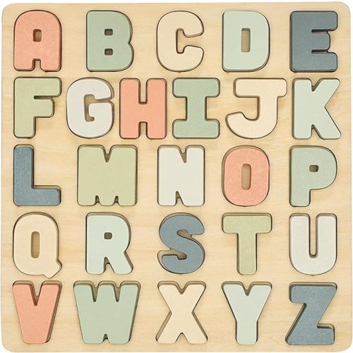 Pearhead Wooden Alphabet Puzzle, Colorful ABC Letters, Interactive Learning Board Educational Toy, Baby and Toddler Gift Boys or Girls