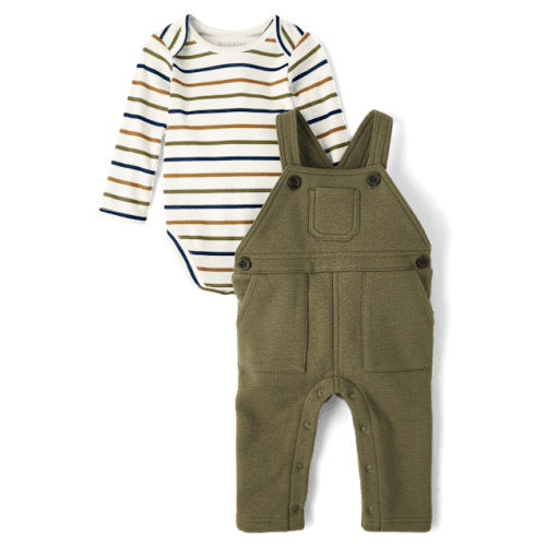 Baby Boys Striped Utility 2-Piece Outfit Set - White