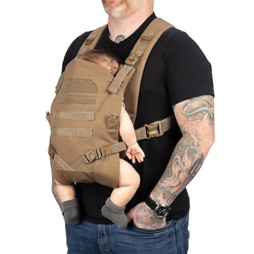 TBG - Mens Tactical Baby Carrier for Infants and Toddlers 8-33 lbs - Compact (Coyote Brown).