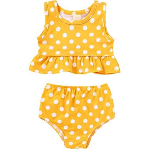 YOUNGER TREE Toddler Baby Girls Summer Swimsuit Sleeveless Striped Swimwear Two-Piece Suit Beach Bikini