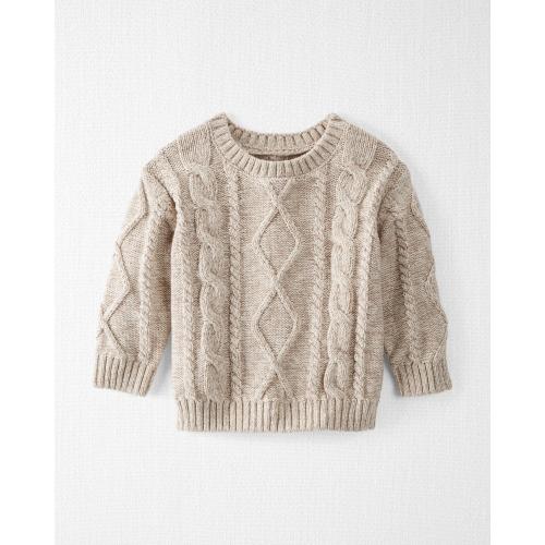 Baby Organic Cotton Cable Knit Sweater in Cream - Style,Toasted Wheat