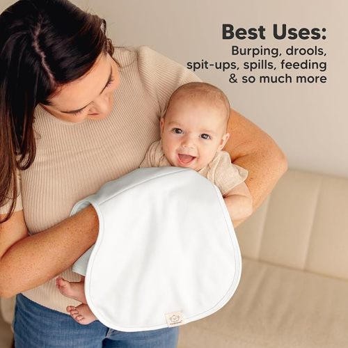 KeaBabies 4-Pack Burp Cloths Baby Girl, Boy - 22x12 Soft Organic Cotton Burping Cloths for Babies, Extra Absorbent Newborn Spit Up Rags, Large & Thick Baby Rags (Soft White)