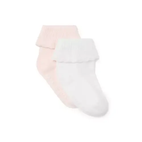 Baby Pearl Pink And Jet Ivory Baby Scalloped Sock 2-Pack by Janie and Jack