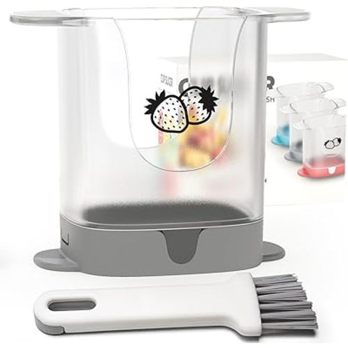 Upgrade Fruit Slicer, Multifunctional Strawberry Slicer with Cleaning Brush, Cup Slicers for Fruits and Vegetables, Banana Slicer Kitchen Gadget (Gray)