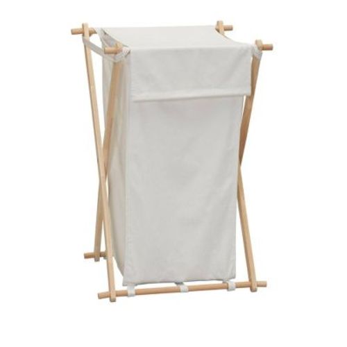 Household Essentials Wood X-frame Hamper White: Collapsible Storage & Organization, 20 Lb Capacity, No Tools Assembly